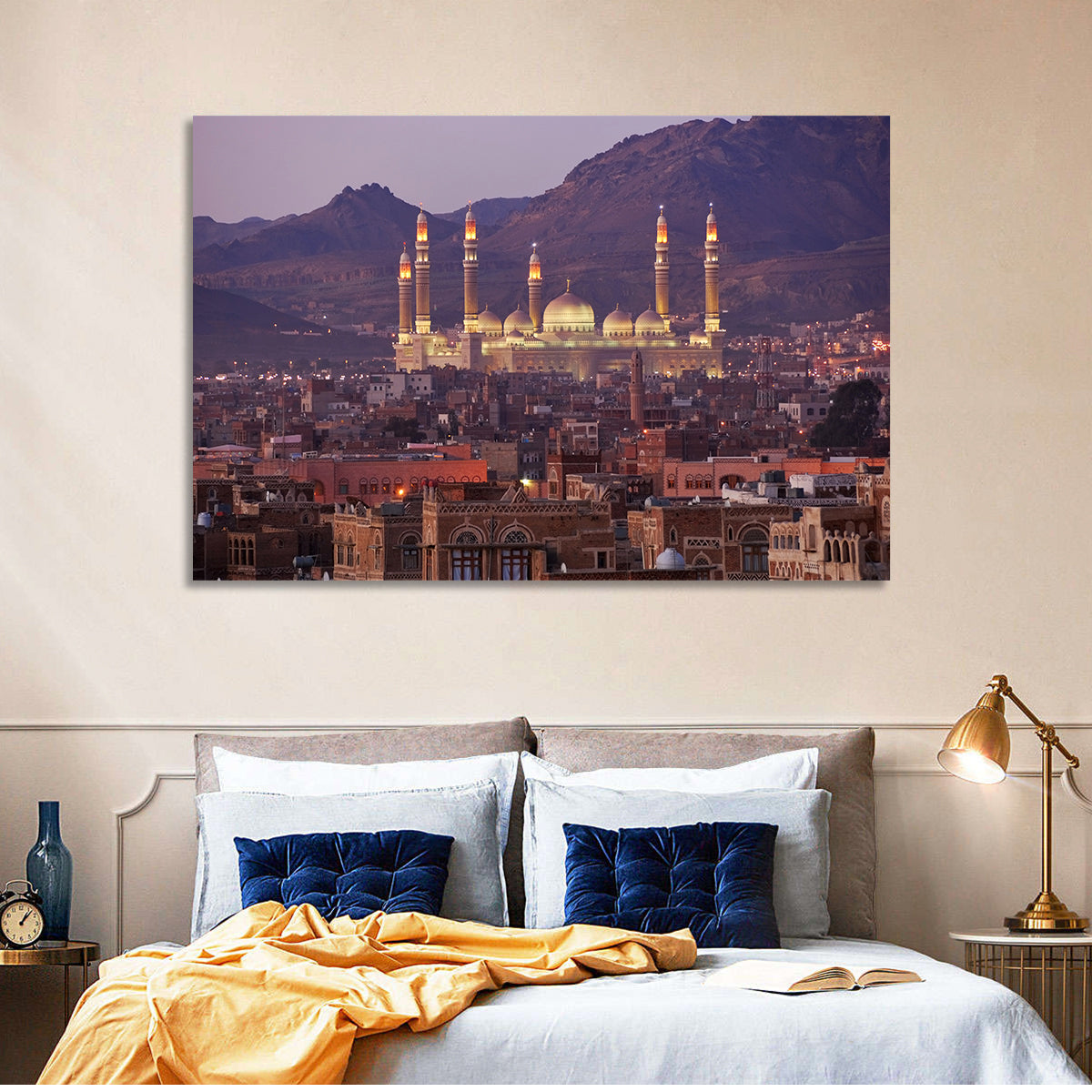 Al-saleh Mosque at Dusk Wall Art in a room, landscape