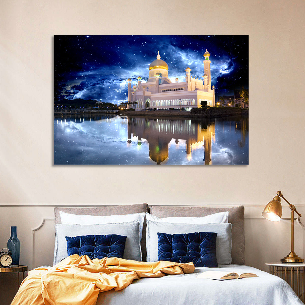 Omar Ali Saifuddien Mosque at Night Wall Art
