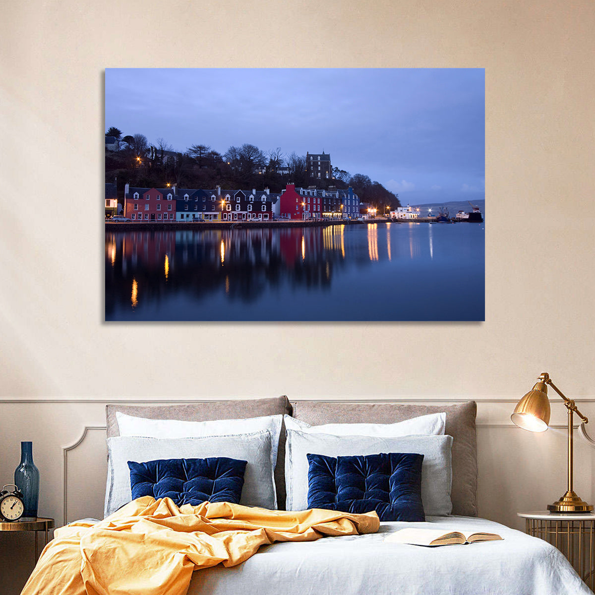 Tobermory Harbour at Twilight Wall Art in a room, landscape