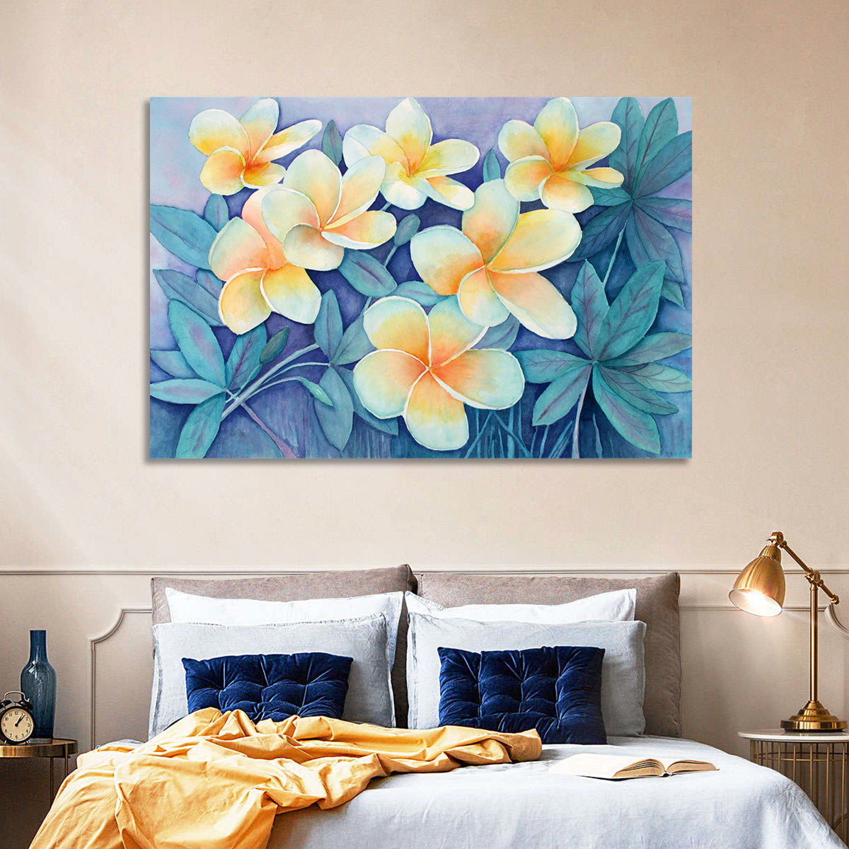 Watercolor Frangipani Cluster Wall Art