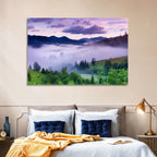 Misty Mountain Valley at Twilight Wall Art