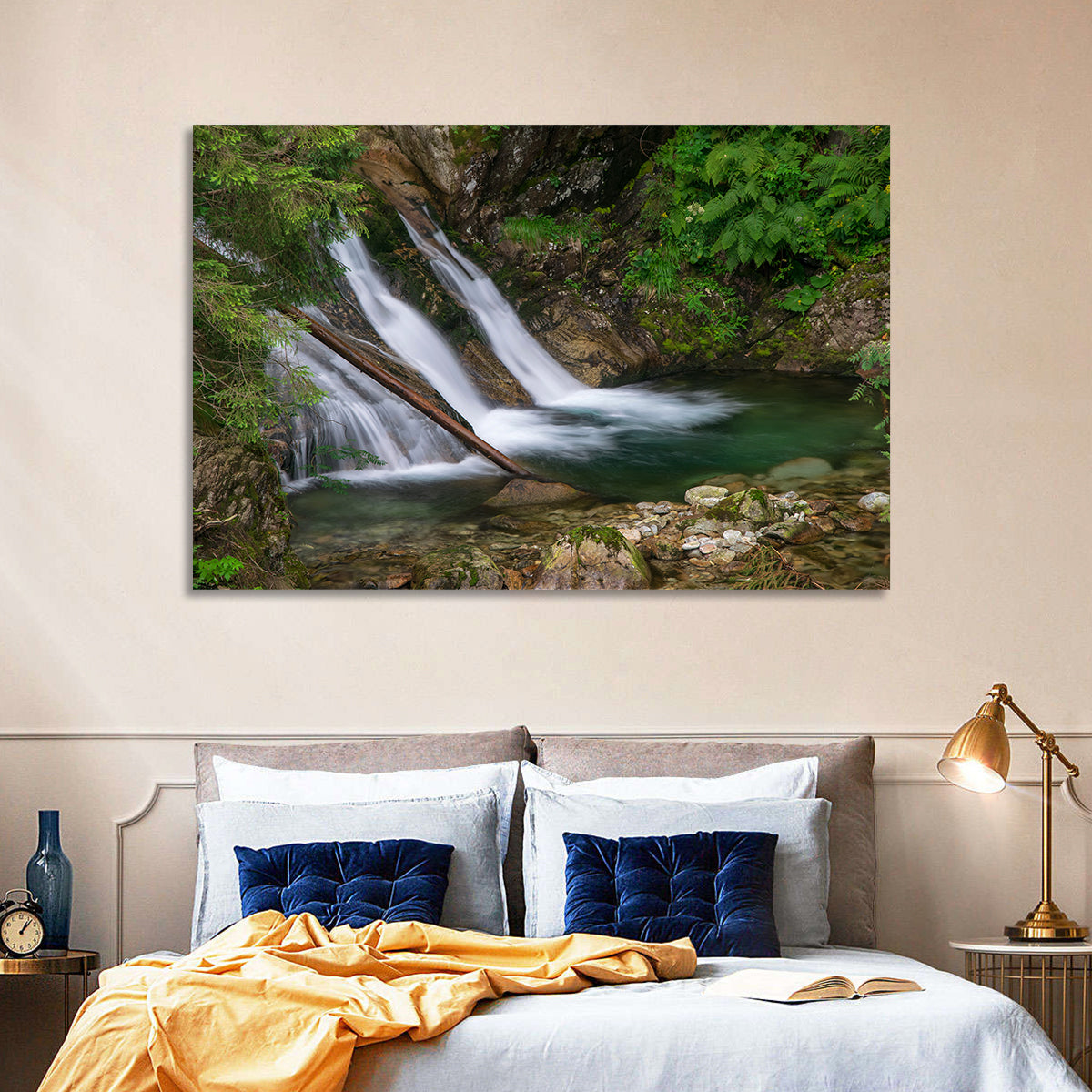 Mount Mickiewicz Waterfall Wall Art in a room, landscape