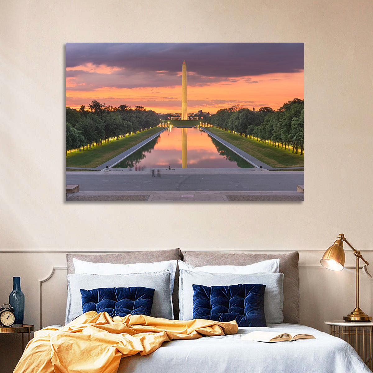 Washington Monument at Dusk Wall Art in a room, landscape