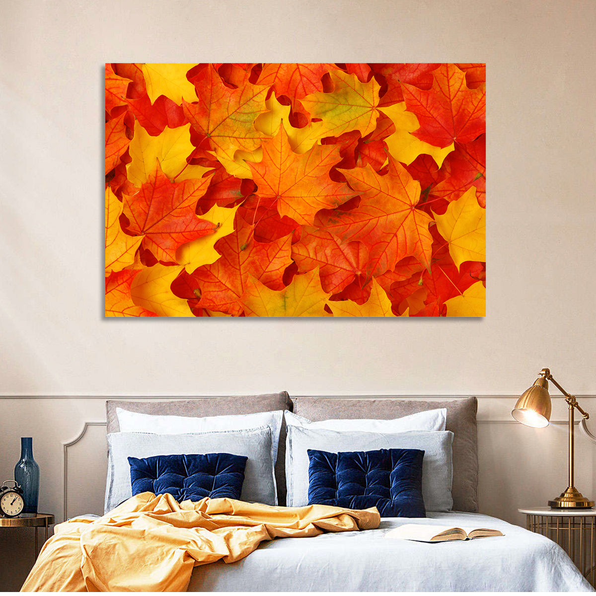 Autumn Maple Leaves Wall Art in a room, landscape