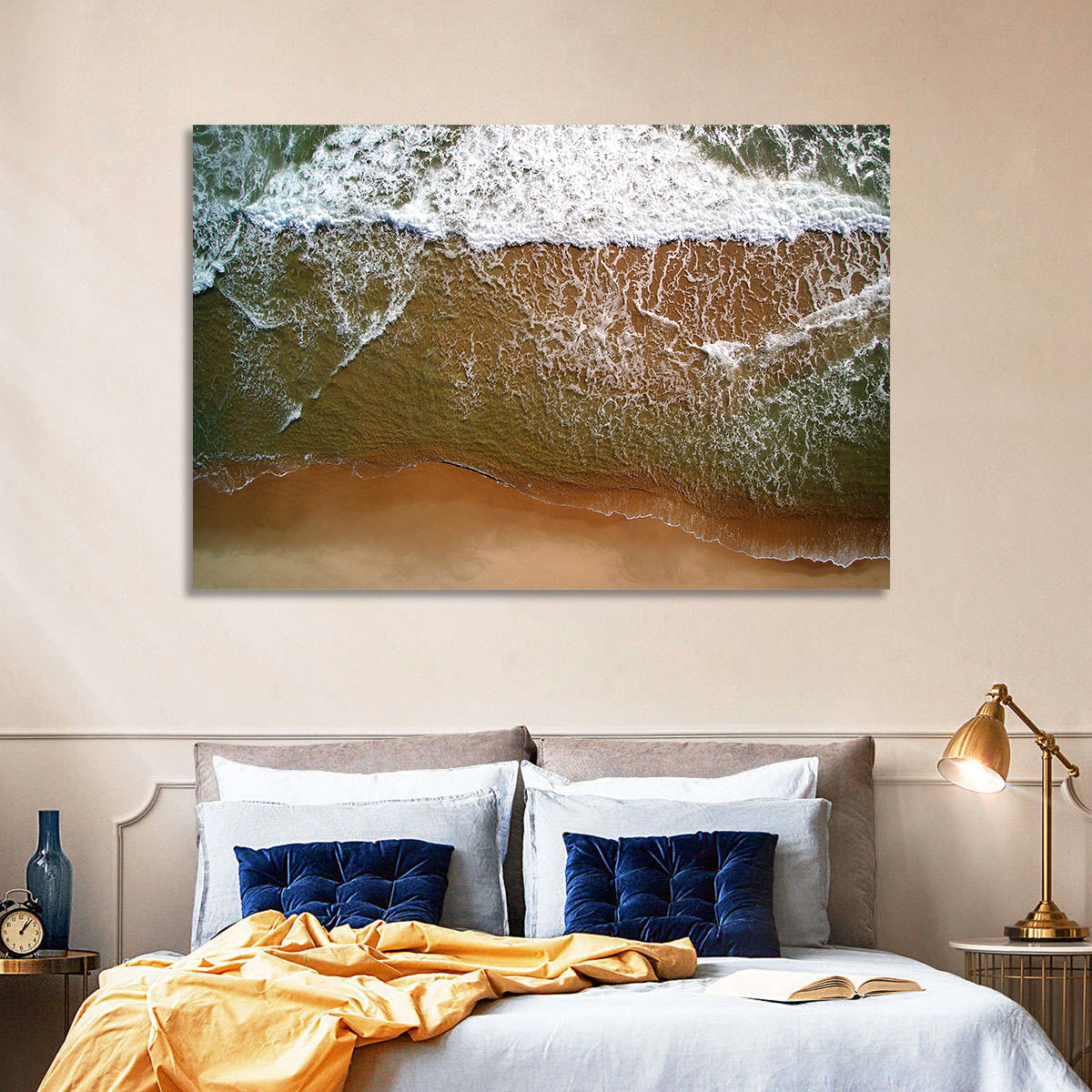 Misquamicut Beach Aerial View Wall Art in a room, landscape