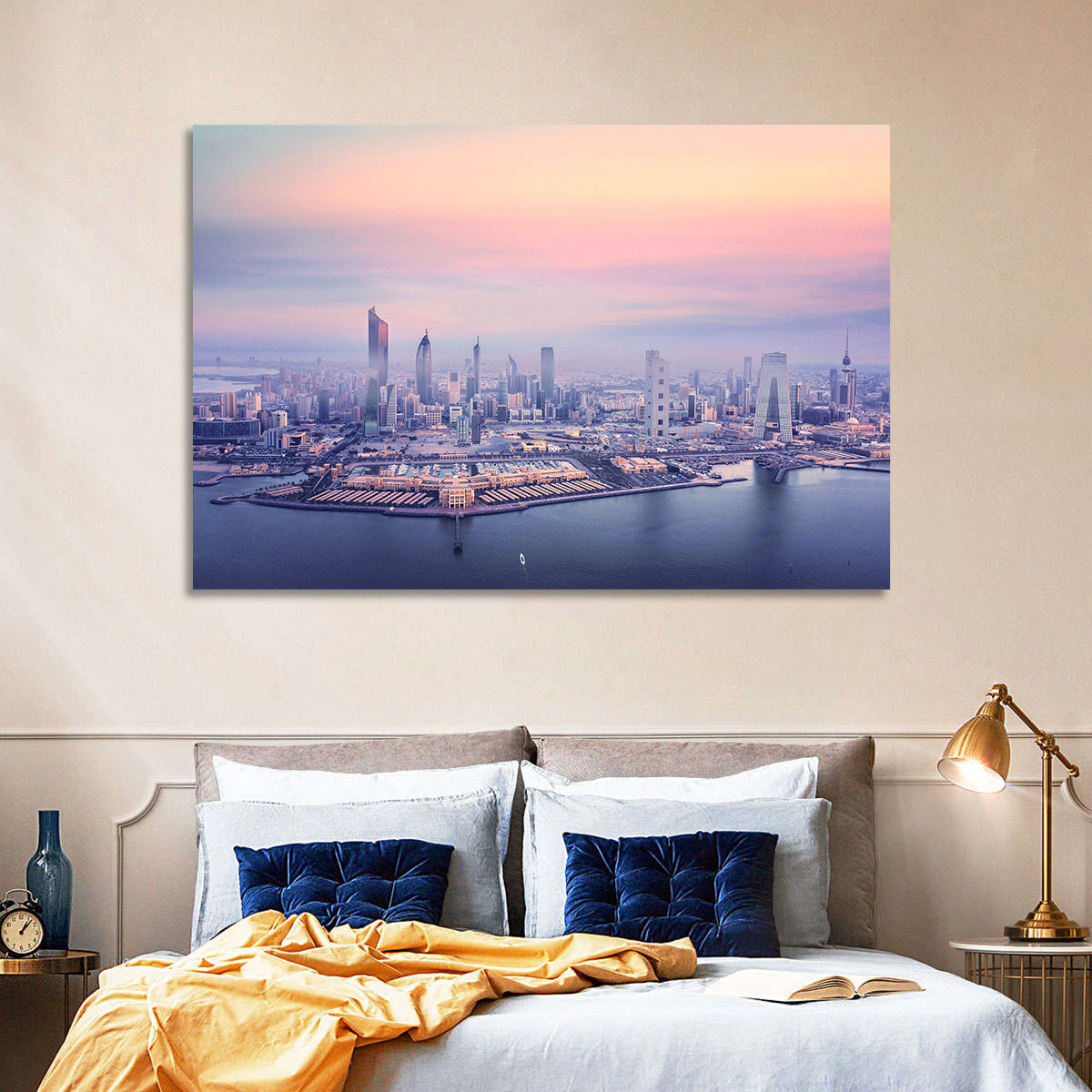 Kuwait City Twilight Skyline Wall Art