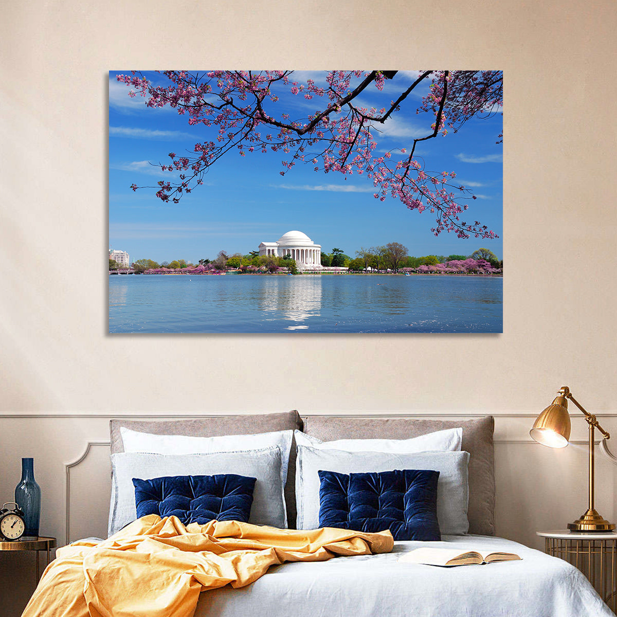 Thomas Jefferson Memorial with Cherry Blossoms Wall Art in a room, landscape