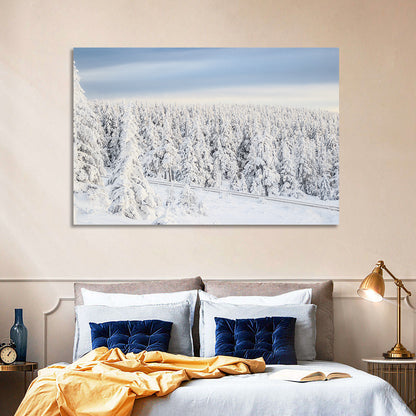 Snowy Forest Railway Tracks Wall Art