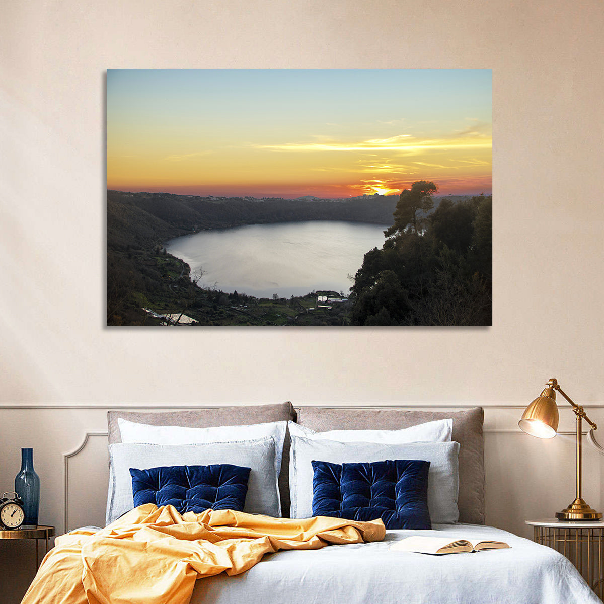 Lake Nemi Golden Sunset Wall Art