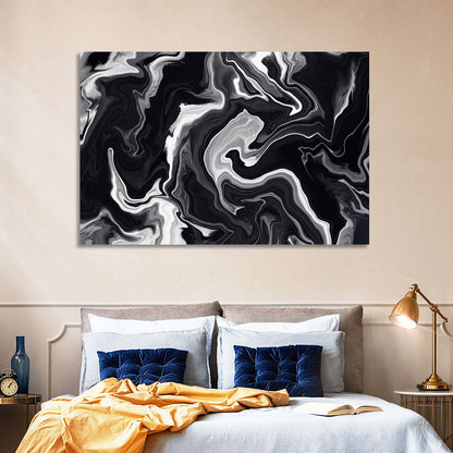 Flowing Black Marble Abstract Wall Art