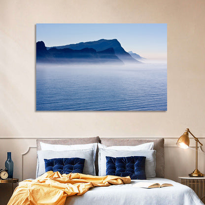 Misty Coastal Cliffs and Mountain Layers Wall Art