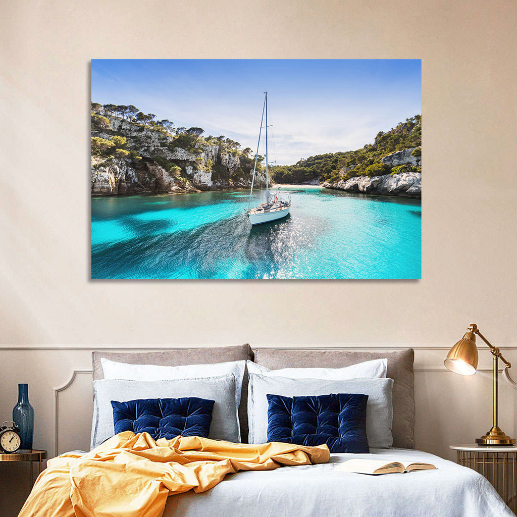 Menorca Cove Sailboat Wall Art