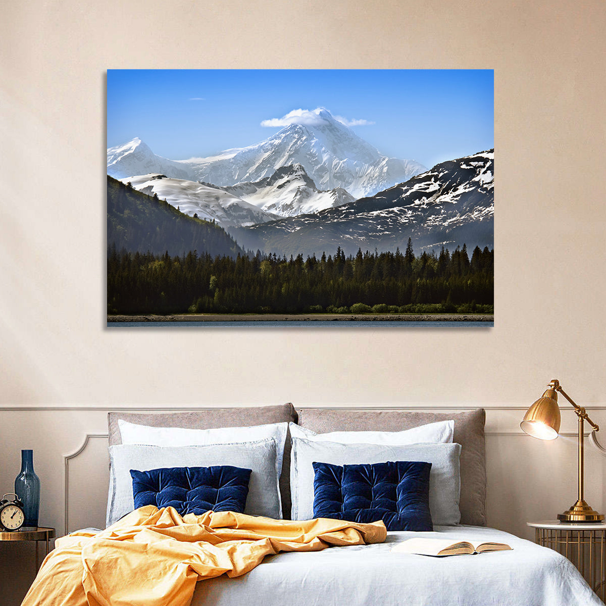 Glacier Bay Snow-capped Peak Wall Art in a room, landscape