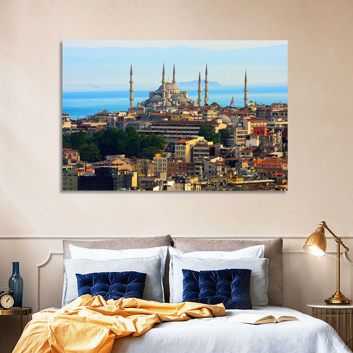 Sultan Ahmed Mosque Skyline Wall Art in a room, landscape