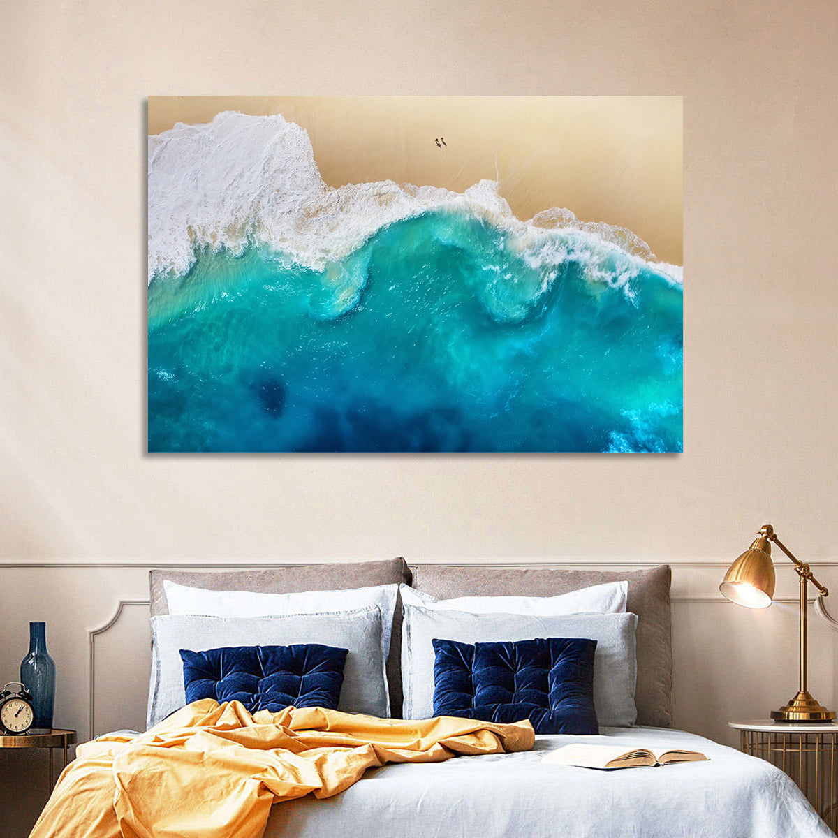 Nusa Penida Aerial Beach Wall Art in a room, landscape