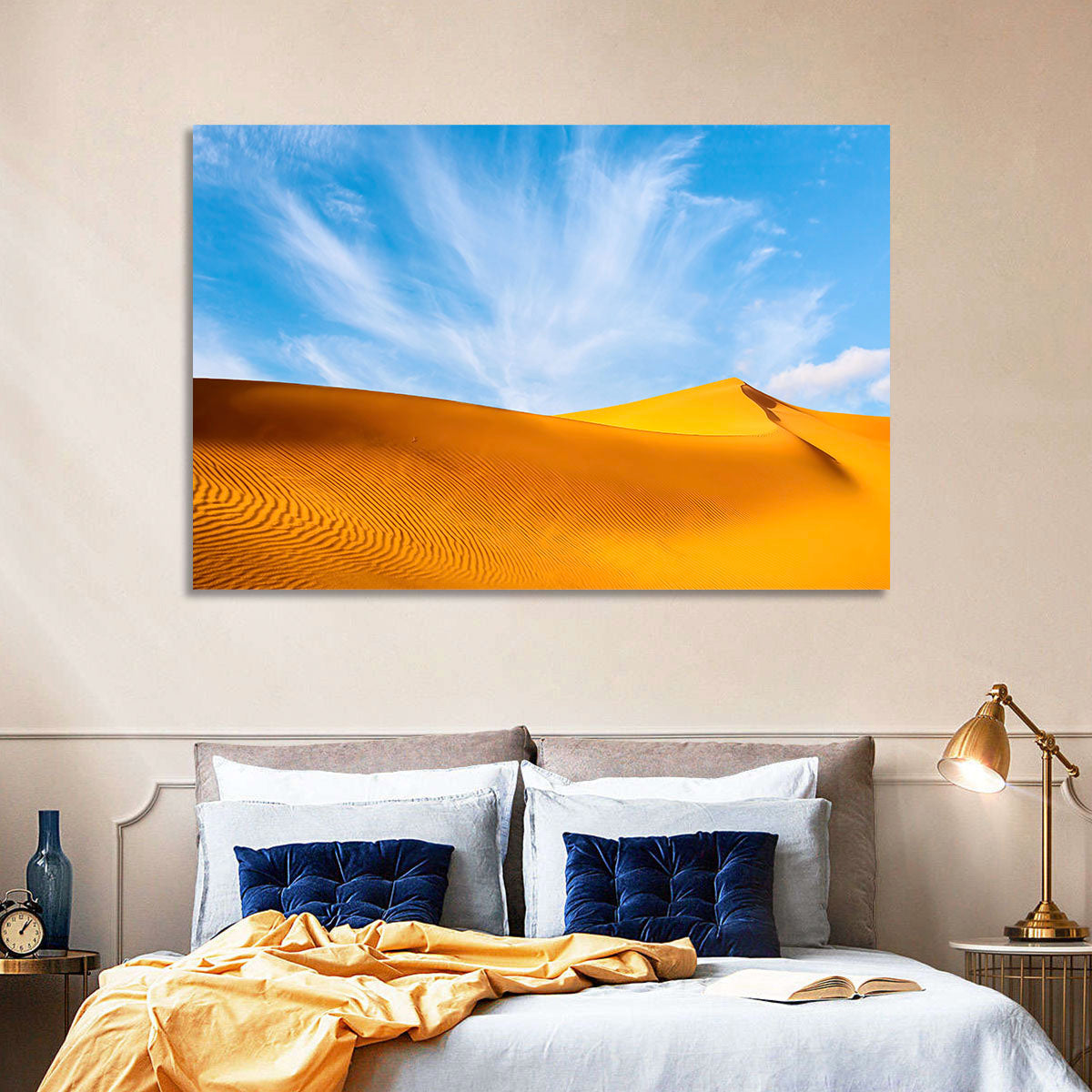 Rippled Sahara Dunes Wall Art in a room, landscape