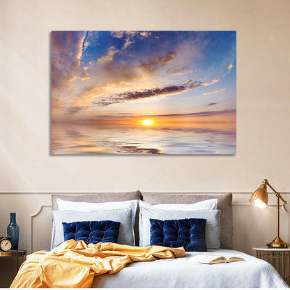 Sunlit Clouds Over Calm Sea Wall Art