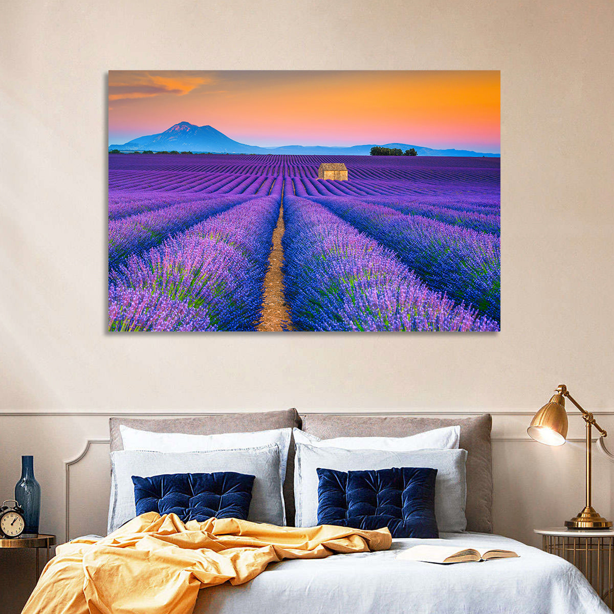 Valensole Lavender Fields at Sunset Wall Art