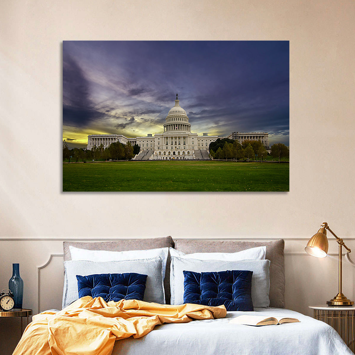 United States Capitol at Dusk Wall Art in a room, landscape