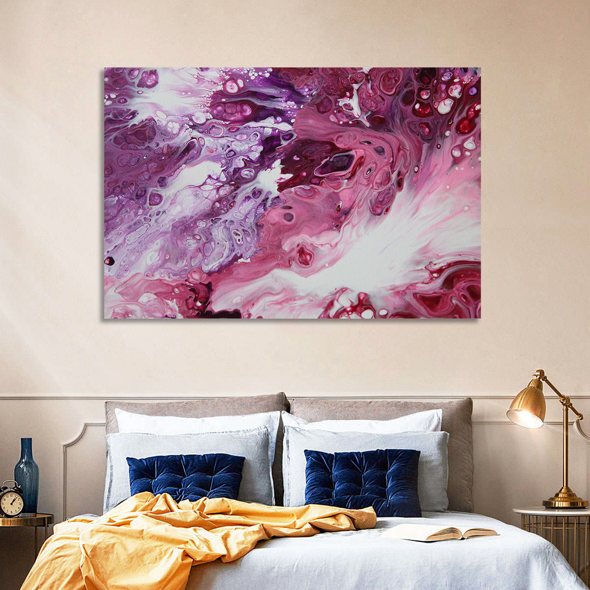 Flowing Bubbles Abstract Wall Art in a room, landscape