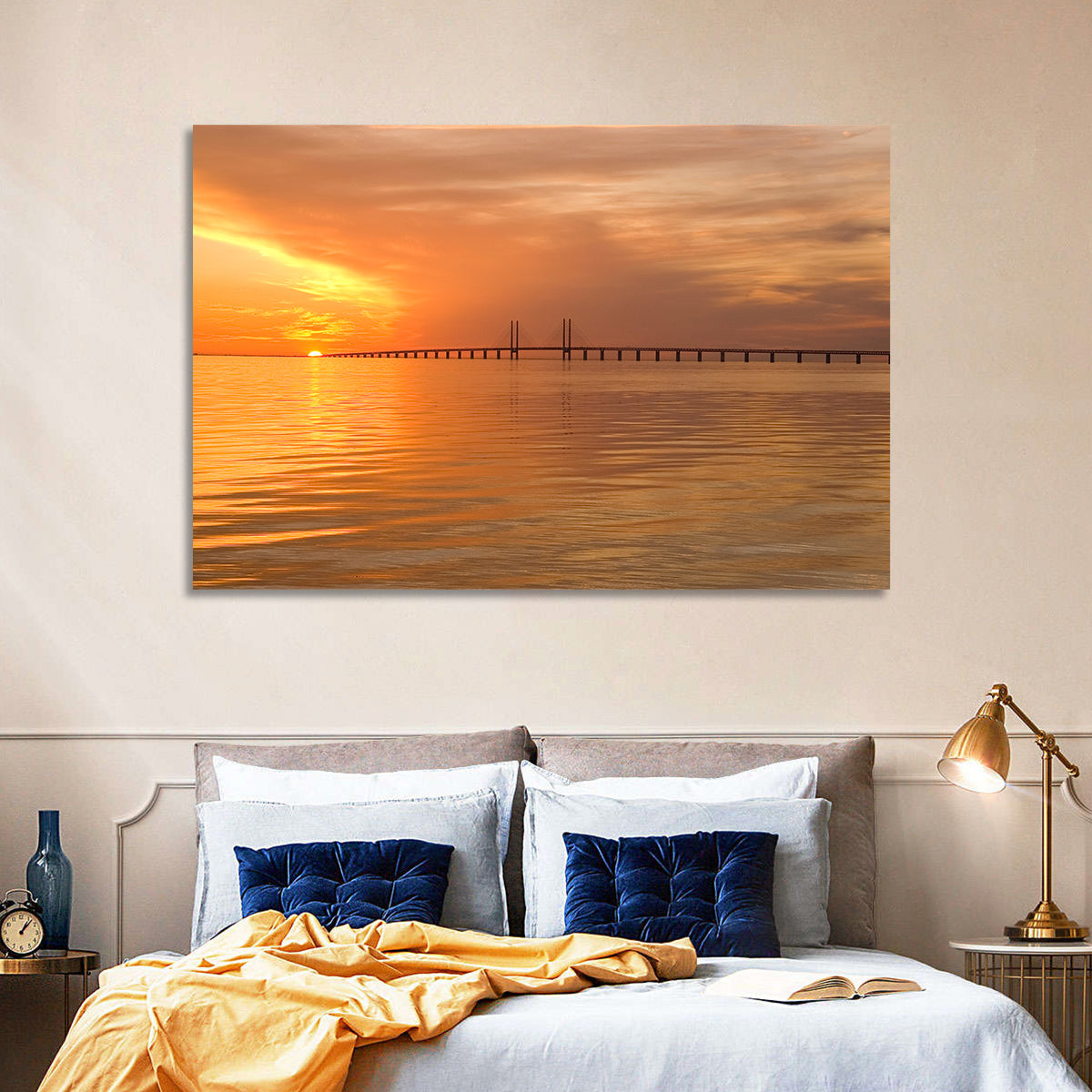 Øresund Bridge in Golden Light Wall Art