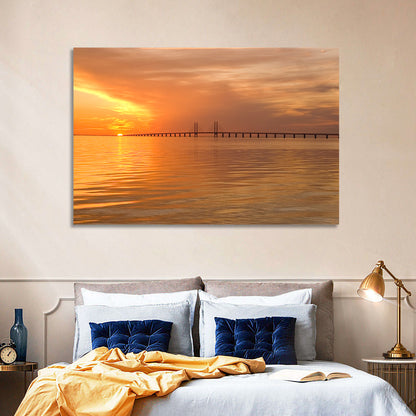 Oresunds Bridge Sunset Wall Art