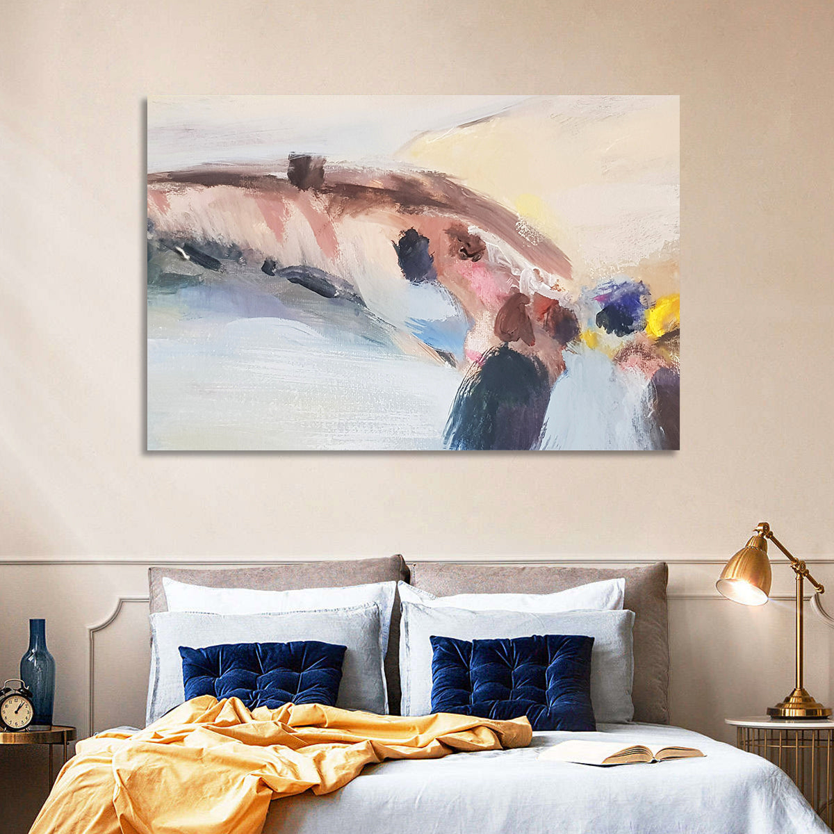 Abstract Mountain Waterfall Wall Art in a room, landscape