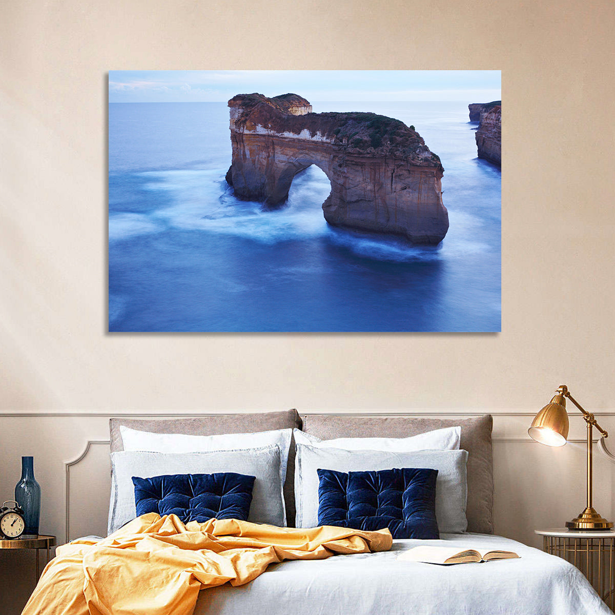 London Arch Ocean Cliffs at Dawn Wall Art in a room, landscape