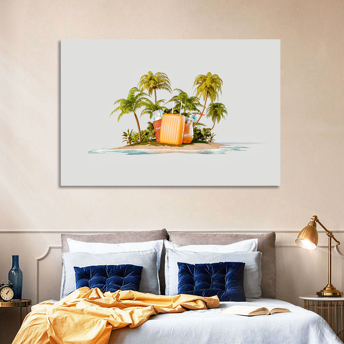 Tropical Island Vacation Illustration Wall Art