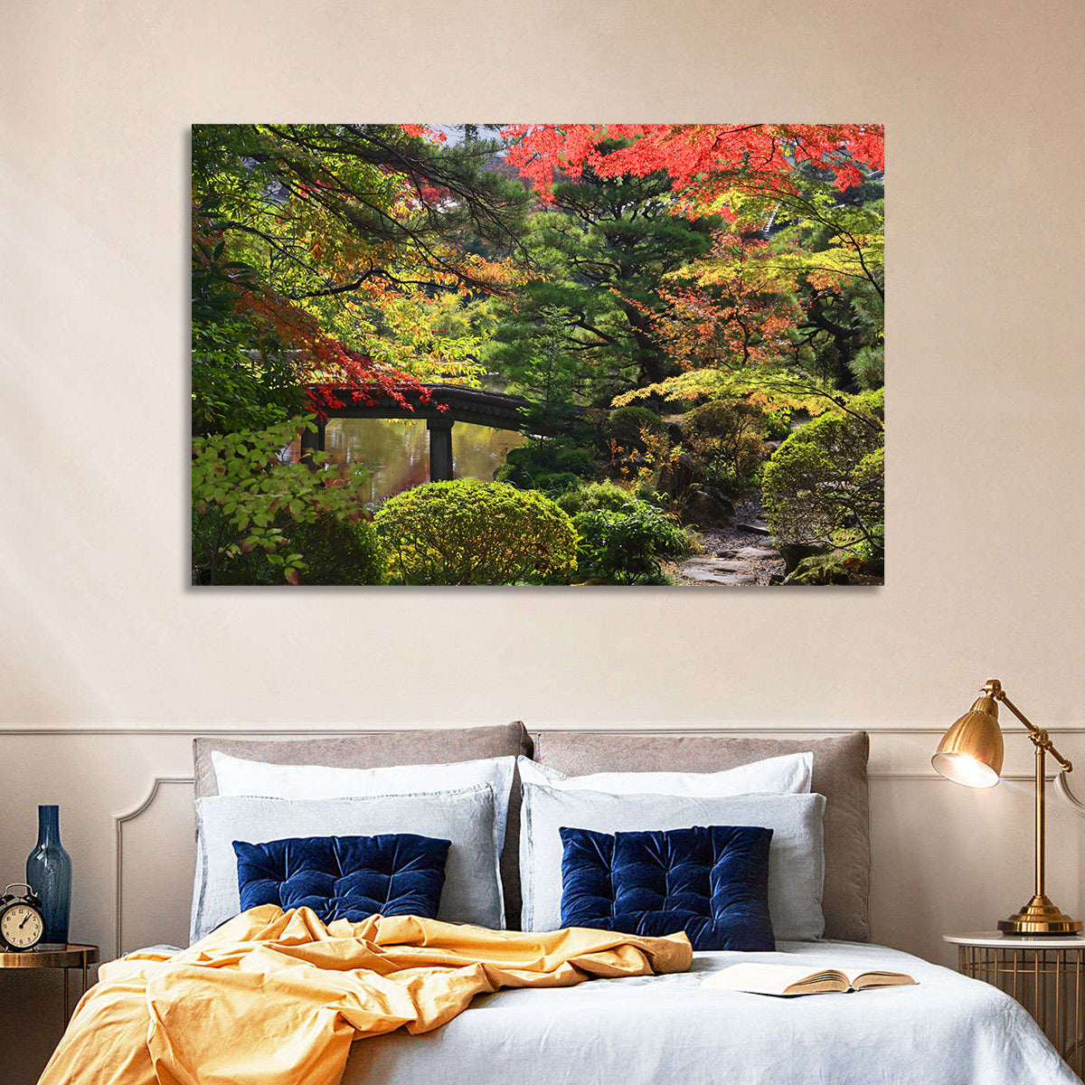 Rinoji Temple Autumn Garden Wall Art in a room, landscape