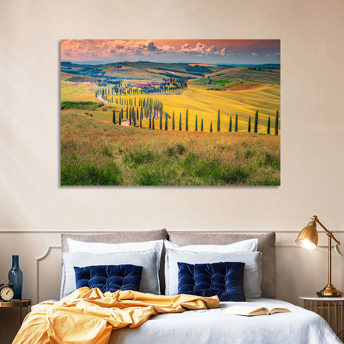 Val D'orcia Cypress Road Wall Art in a room, landscape