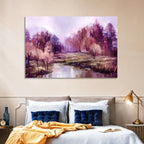 Lavender Autumn Forest Watercolor Wall Art