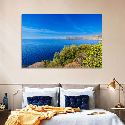 Sunlit Albanian Coastline Wall Art