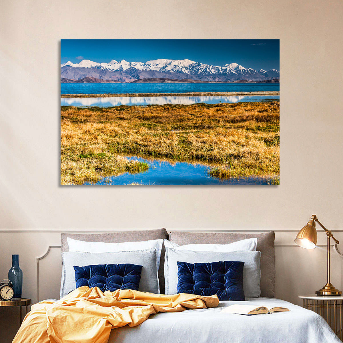 Karakul Lake Reflections Wall Art in a room, landscape
