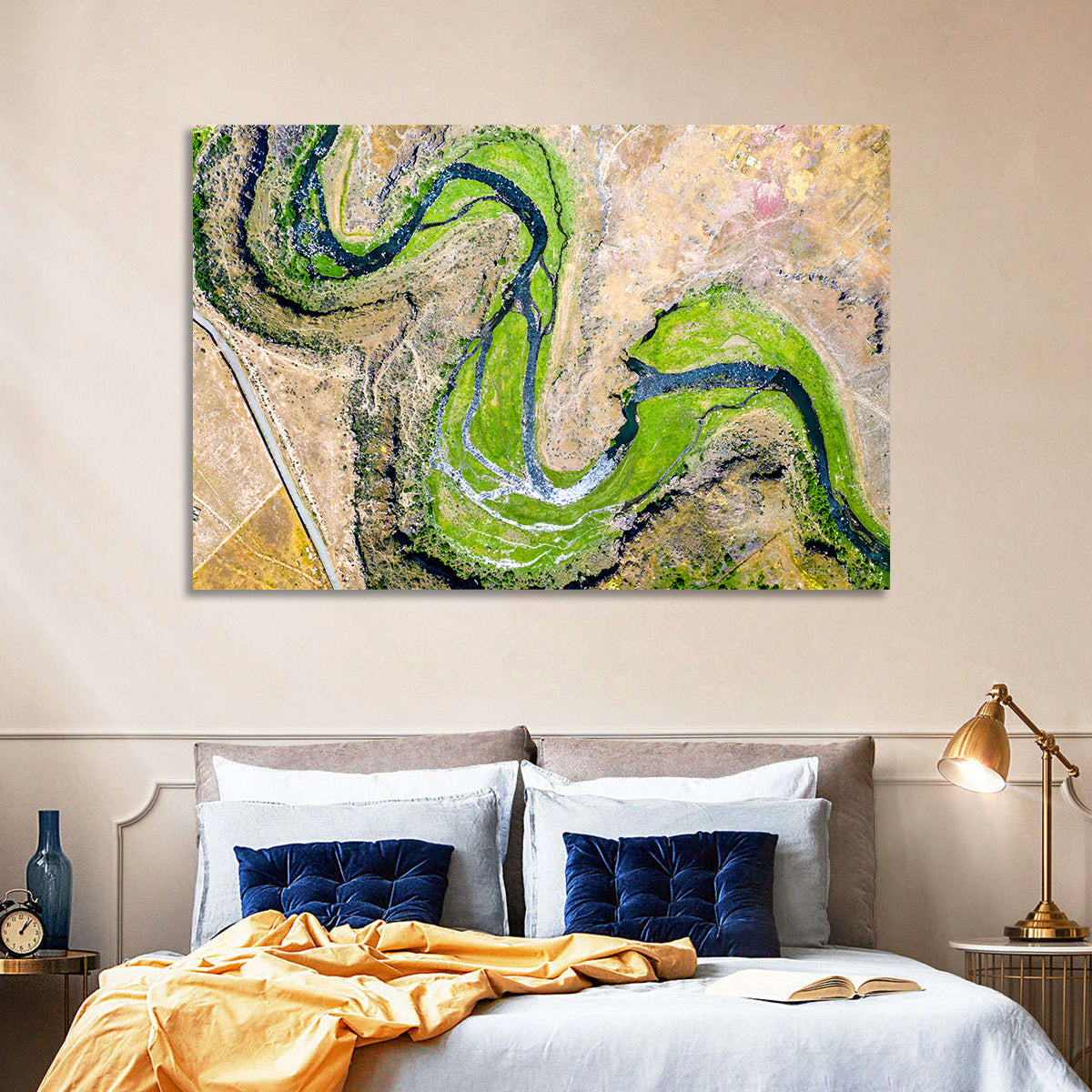 Kasagh River Valley Aerial Wall Art in a room, landscape