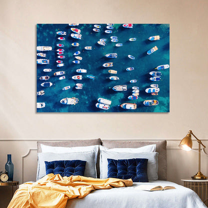 Aerial Boats Over Turquoise Sea Wall Art