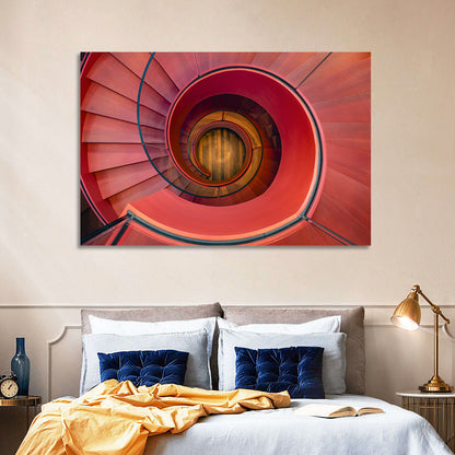 Red Spiral Staircase Wall Art