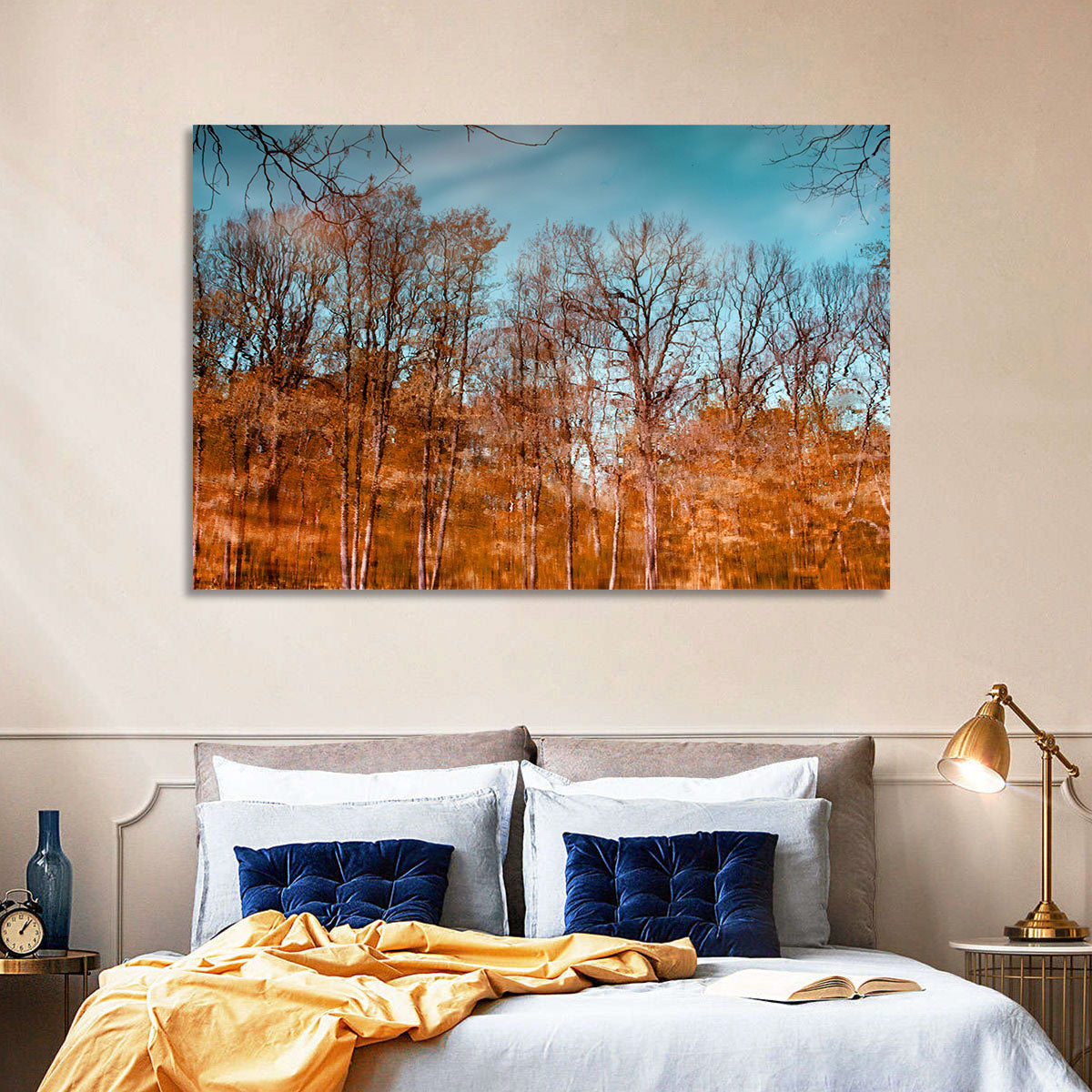 Autumn Reflection Wall Art in a room, landscape