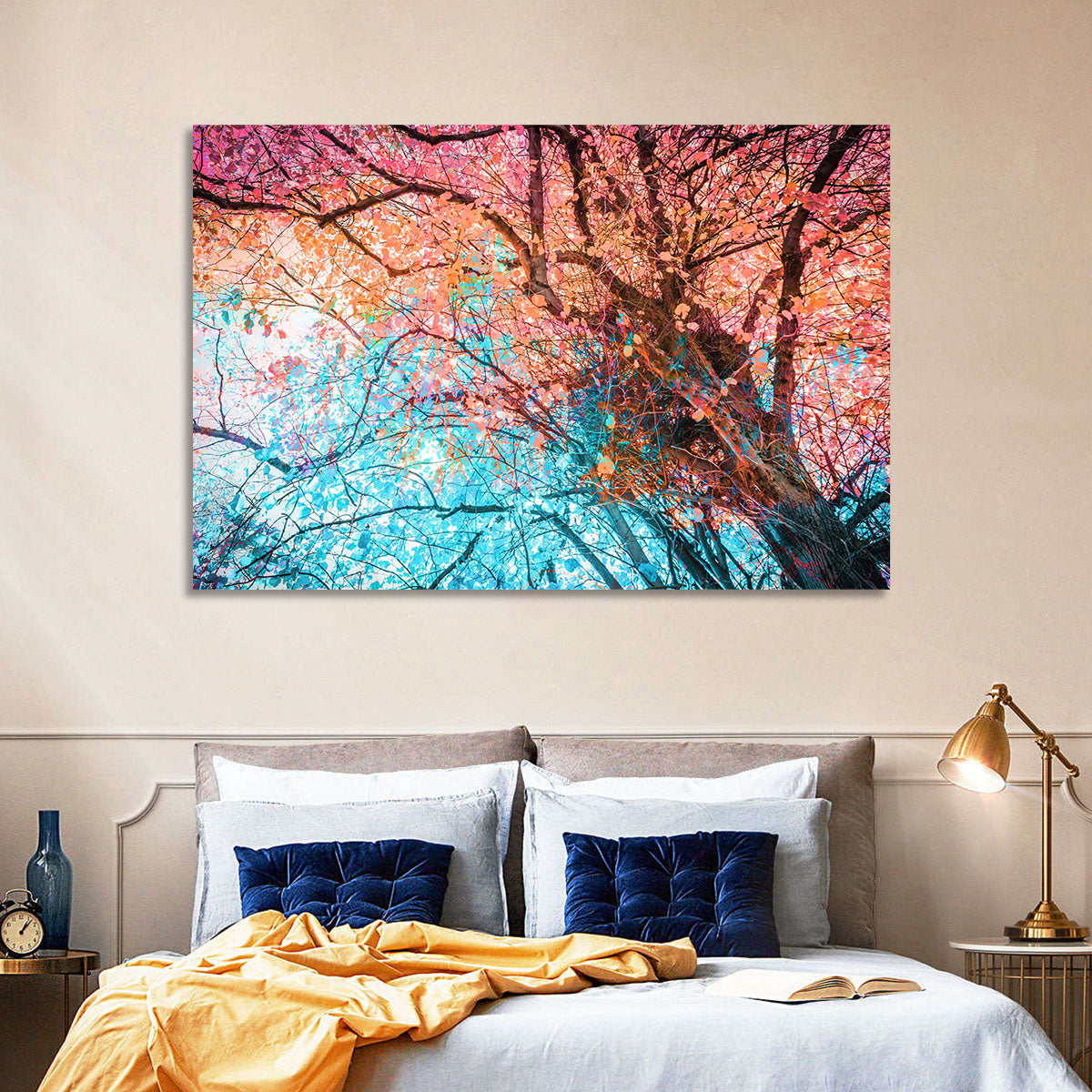 Autumn Canopy Abstract Wall Art in a room, landscape