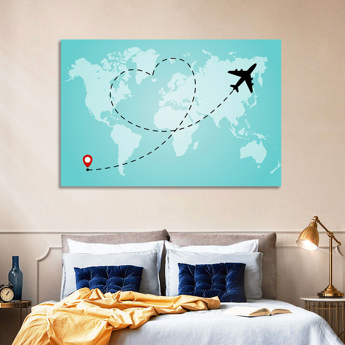 Heart Flight Map Wall Art