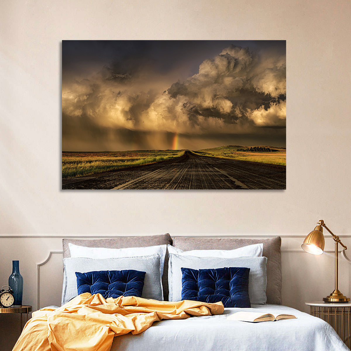 Rain-soaked Road to Rainbow Wall Art
