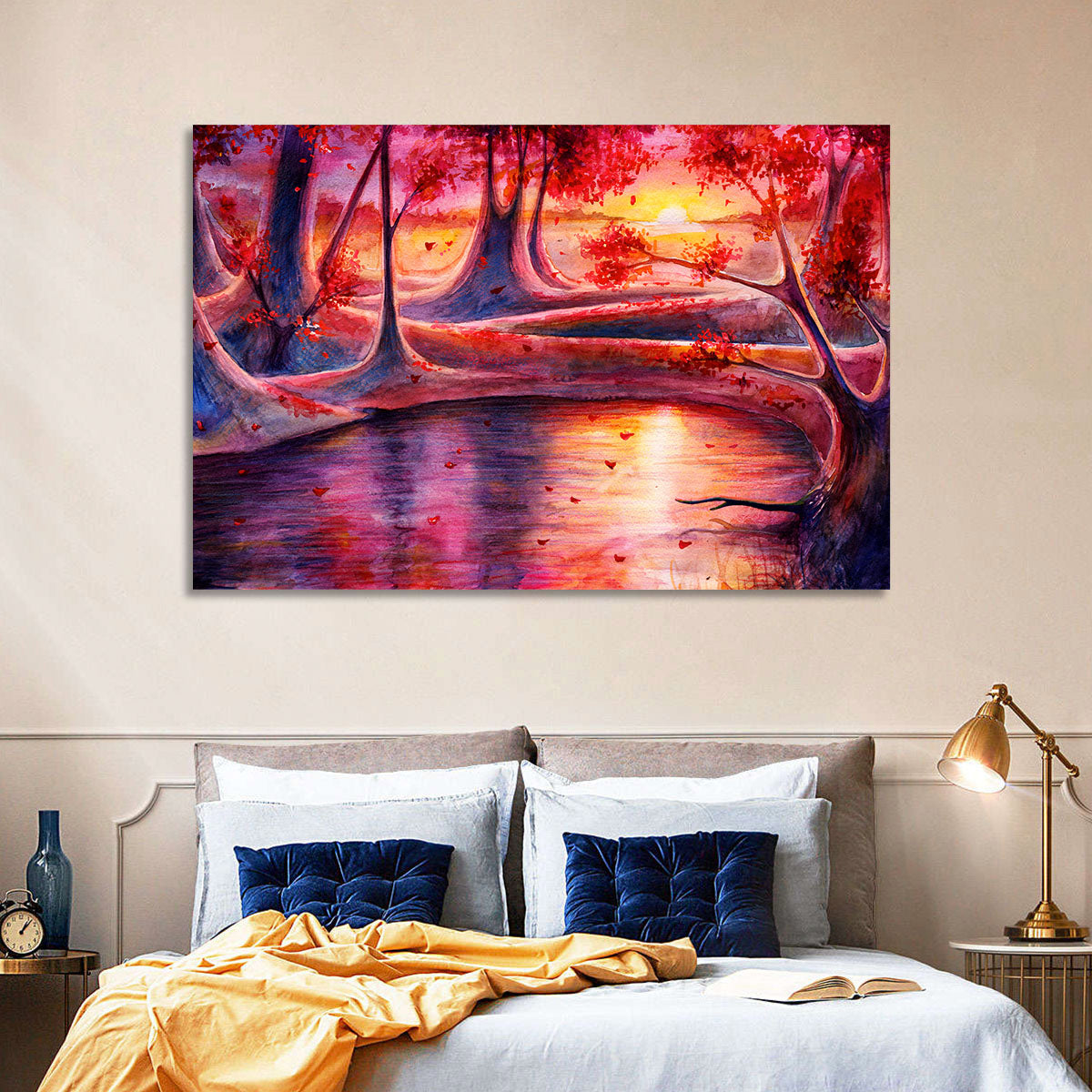 Autumn Forest Lake at Dusk Wall Art