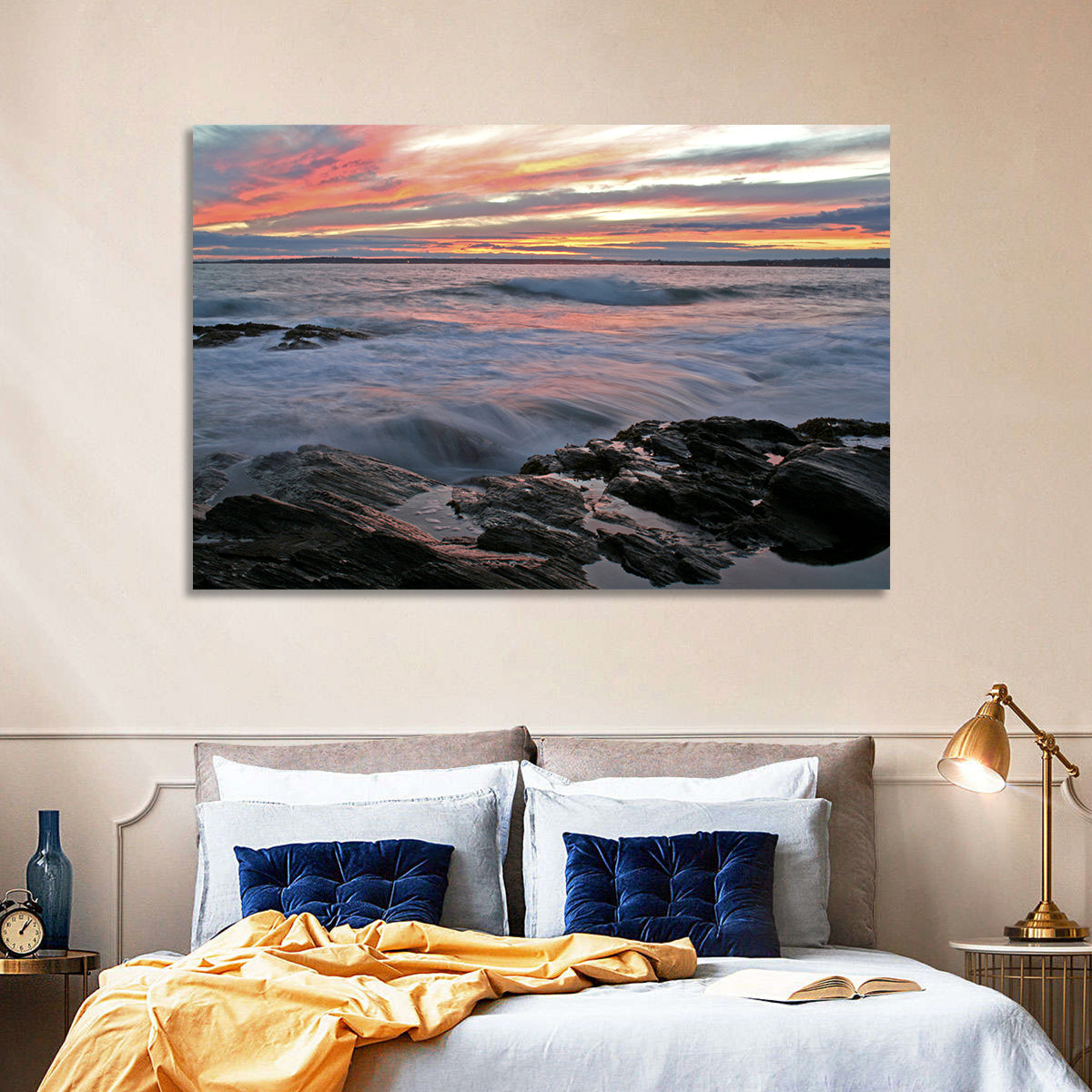 Rocky Coast Sunset Wall Art