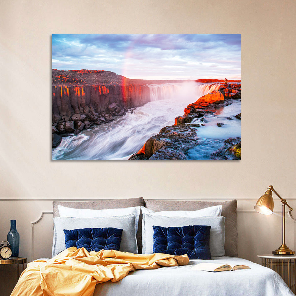 Golden Hour Selfoss Falls Rainbow Wall Art