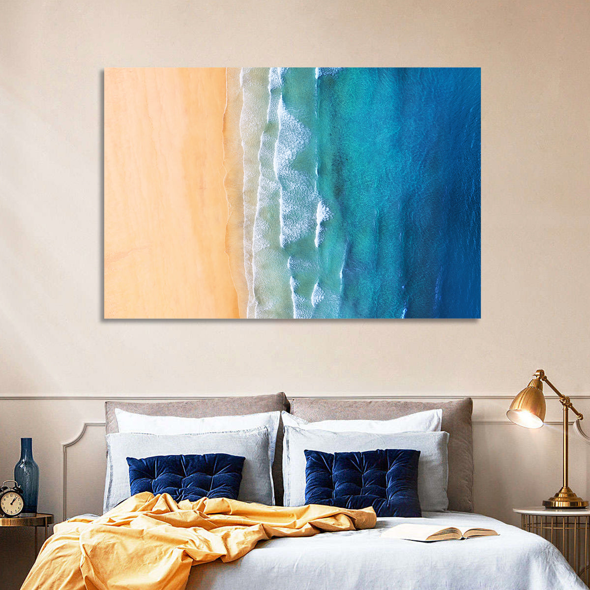 Aerial Iceland Coastline Wall Art in a room, landscape