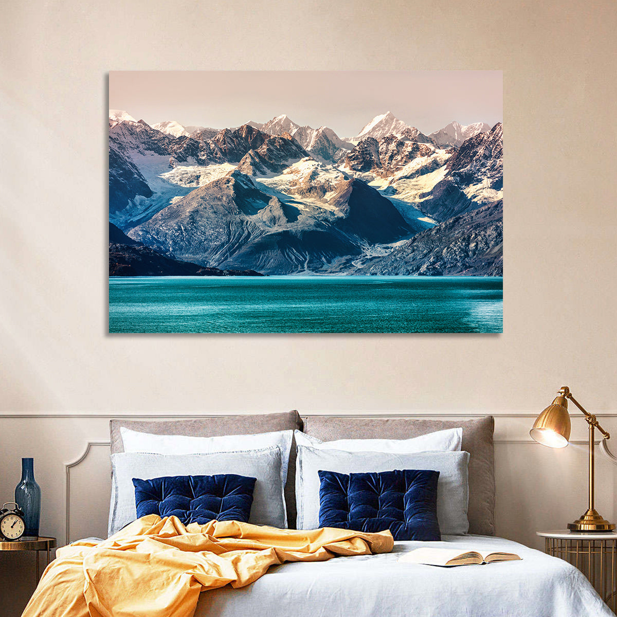 Glacier Bay Turquoise Waters Wall Art in a room, landscape