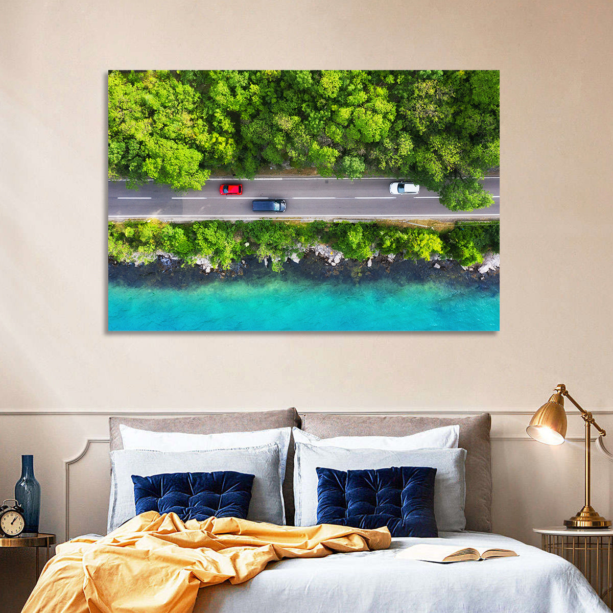 Sea Coast Highway Wall Art in a room, landscape
