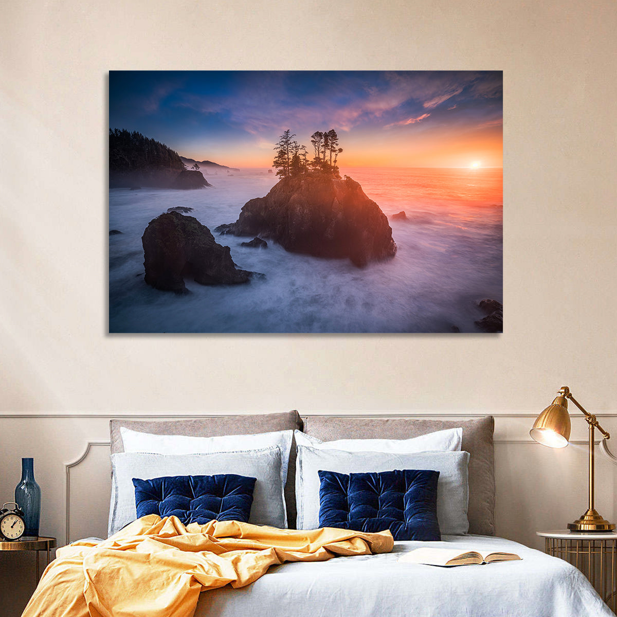 Secret Beach Sunset, Oregon Wall Art in a room, landscape
