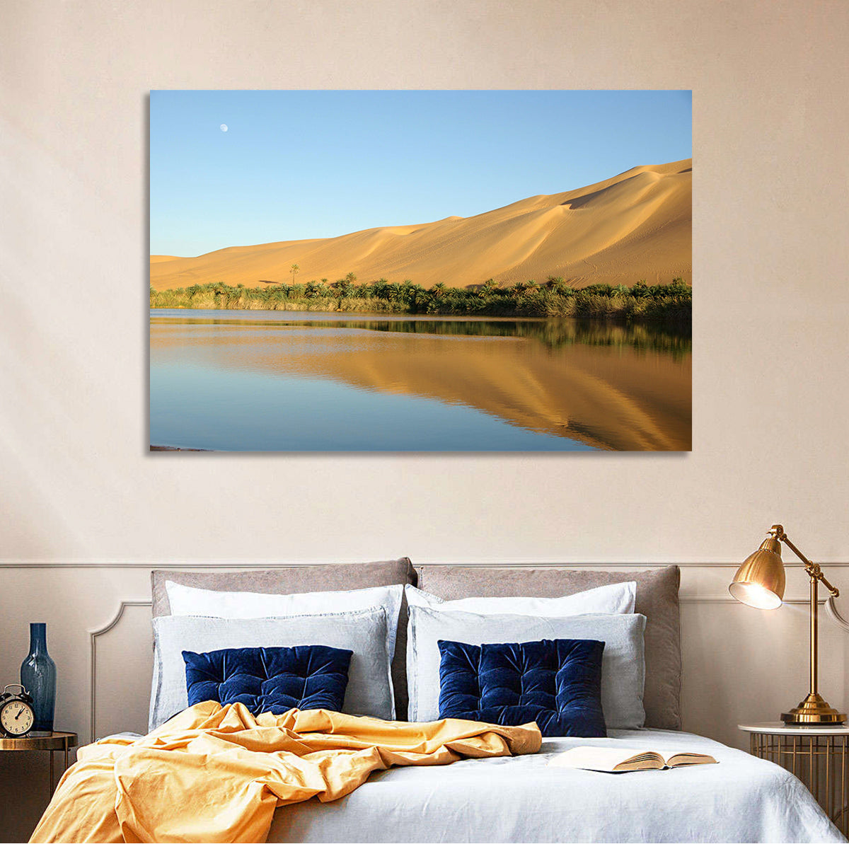 Desert Oasis Reflection Wall Art in a room, landscape