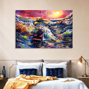 Stormy Sea & Boat Wall Art